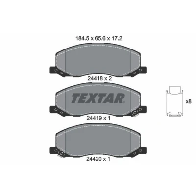 Billede af TEXTAR 2441801 Bremseklodser med akustisk advarsel for slid OPEL: Insignia A Sports Tourer, Hatchback, Sedan, SAAB: 9 5 Sedan