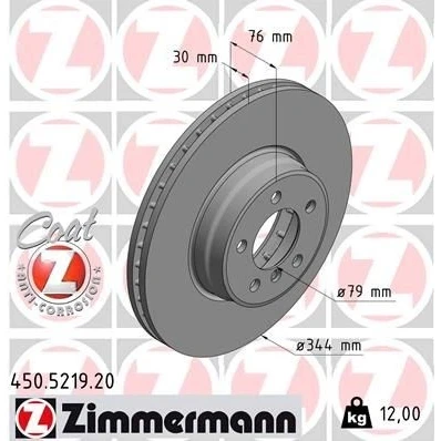 Billede af ZIMMERMANN Bremseskive LAND ROVER: Range Rover 3 30mm 6/5 5 hul 120mm indvendigt ventileret coatet højkarboniseret 450.5219.20 SDB000200,SDB000201