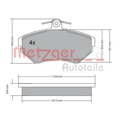 Billede af METZGER 1170214 Bremseklodser foraksel Ekskl. slidadvarselskontakt med bremsecaliperskruer, anti knirke plade AUDI: A4 B5 Sedan, Avant