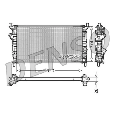 Billede af DENSO DRM10074 Radiator Aluminium 670 374 28 MAZDA: 5, 3 Hatchback, Sedan, CITROËN: Berlingo / First I, VOLVO: V50