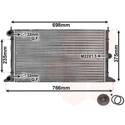 Billede af VAN WEZEL 58002188 Radiator Aluminium 630 380 33 *** IR PLUS med tilbehør Mekanisk fuget køleripper