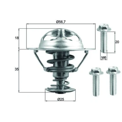 Billede af MAHLE ORIGINAL TX 202 90D Termostat 90 56,7 med pakning VOLVO: V50, S40 II, C30, FORD: MONDEO 4 Turnier, S Max Mk1