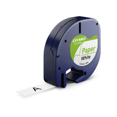 Billede af Lamineret tape til mærkningsmaskiner Dymo 91200 12 mm LetraTag Hvid S