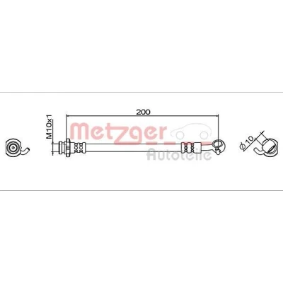 Billede af METZGER 4111954 Bremseslange Bagaksel højre, ved bremsekaliber 198 NISSAN: Qashqai 2