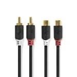 Billede af Stereo Audio kabel 2x RCA Hanstik Hun Guldplateret 2.00 m Runde Anthracite Window Box