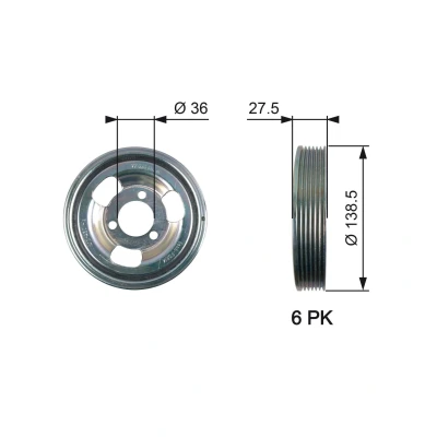 Billede af GATES TVD1117 Remskive Krumtapaksel 138,5 uden tilbehør FleetRunner Micro V Stretch Fit BMW: 3 Sedan, CITROËN: C4 Grand Picasso 2, DS3 Hatchback