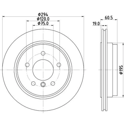 Billede af HELLA PRO 8DD 355 112 271 Bremseskiver 294 19 05/06 120 udvendig ventileret coatet uden hjulbolte, hjulnav BMW: 3 Sedan, Touring