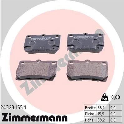 Billede af ZIMMERMANN 24323.155.1 Bremseklodser med akustisk advarsel for slid Billede svarer til leveringsomfang LEXUS: IS 3, 2