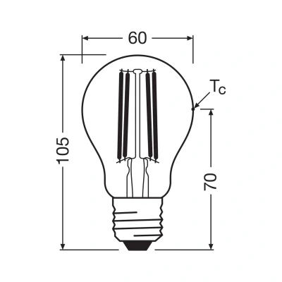 Billede af OSRAM LED glødepære E27 5W filament 4,000K 1055lm 2 pack