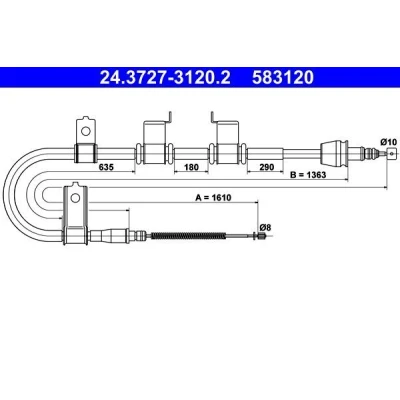 Billede af ATE 24.3727 3120.2 Håndbremsekabel 1610 HYUNDAI: Getz