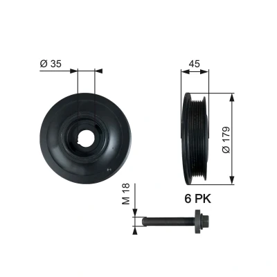 Billede af GATES TVD1012A Remskive Krumtapaksel 179 med tilbehør FleetRunner Micro V Stretch Fit OPEL: Vectra C Caravan