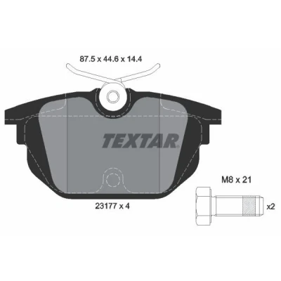 Billede af TEXTAR 2317703 Bremseklodser Ikke forberedt til slidindikator med bremsecaliperskruer ALFA ROMEO: Spider, 33 Hatchback, 155, FIAT: Punto I Hatchback