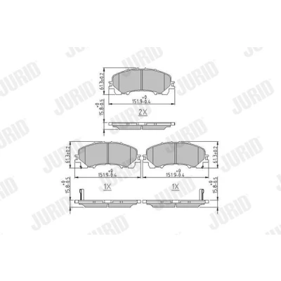 Billede af JURID 573789J Bremseklodser med akustisk advarsel for slid uden tilbehør NISSAN: X Trail, RENAULT: Koleos 2