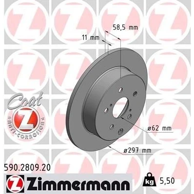 Billede af ZIMMERMANN COAT Z 590.2809.20 Bremseskiver 297 11 8/5 5 114 fuldstændigt coatet TOYOTA: Verso