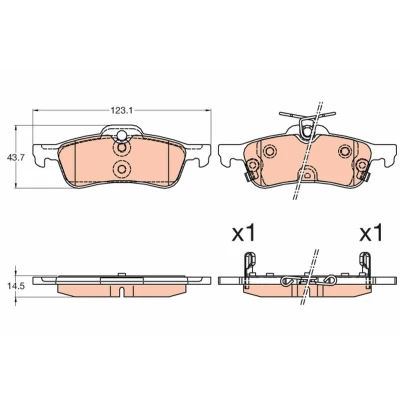 Billede af TRW GDB3588 Bremseklodser med akustisk advarsel for slid HONDA: CIVIC 9, 9 Tourer