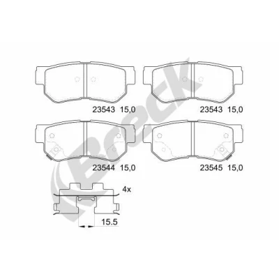 Billede af BRECK 23543 00 704 10 Bremseklodser med akustisk advarsel for slid tilbehør HYUNDAI: Getz, Sonata V, Matrix, KIA: Magentis II, Sportage II