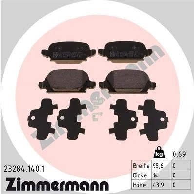 Billede af ZIMMERMANN 23284.140.1 Bremseklodser med akustisk advarsel for slid Billede svarer til leveringsomfang OPEL: Corsa C Hatchback, Tigra Twintop