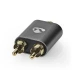 Billede af Stereo Audio Adapter 2x RCA Hanstik 3.5 mm Hunstik Guldplateret Lige Aluminium Metal 1 stk. Cover Window Box