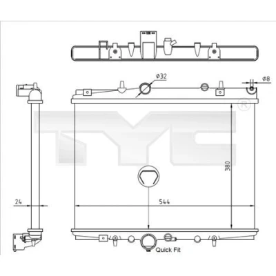 Billede af TYC 726 0018 R Radiator 380 544 23 Mekanisk fuget køleripper PEUGEOT: 406 Stationcar