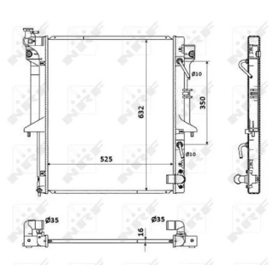 Billede af NRF 53909 Radiator Aluminium 635 525 16 Loddet køleripper MITSUBISHI: L200 / Triton IV Pick up