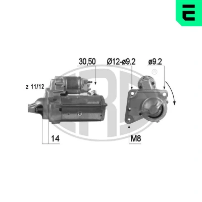 Billede af ERA 220429A Starter 12 1,5 PEUGEOT: 206 Hatchback, 207 307 CITROËN: C3 I II, C4 II TOYOTA: Aygo