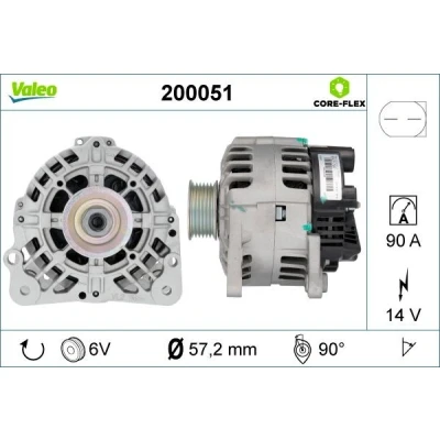 Billede af VALEO 200051 Generator 14V 90A SKODA: Fabia 1 Combi, 2, I Sedan, VOLKSWAGEN: Polo IV Hatchback