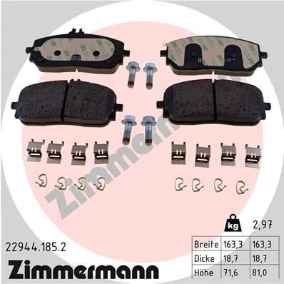 Billede af ZIMMERMANN 22944.185.2 Bremseklodser Forberedt til slidindikator med skruer Billede svarer leveringsomfang, glideplade MERCEDES BENZ: GLB