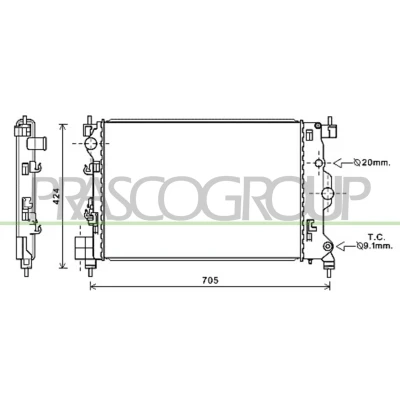 Billede af PRASCO OP700R003 Radiator Aluminium 580mm 396mm 23mm Mekanisk fuget køleripper