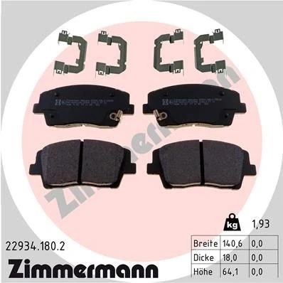 Billede af ZIMMERMANN 22934.180.2 Bremseklodser med akustisk advarsel for slid Billede svarer til leveringsomfang, glideplade