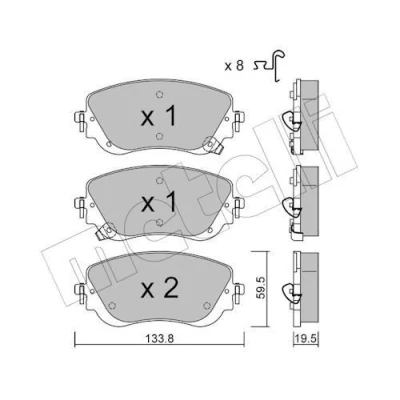 Billede af METELLI 22 1325 0 Bremseklodser med akustisk advarsel for slid FIAT: Tipo Stationcar, Hatchback