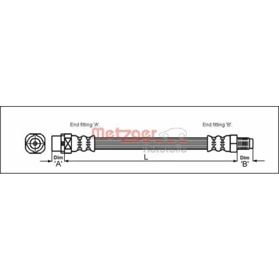 Billede af METZGER 4110052 Bremseslange 413 M10 x 1 BMW: 5 Sedan, Touring