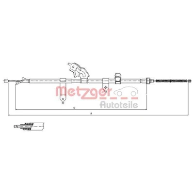 Billede af METZGER 17.1080 Håndbremsekabel bagved til venstre 1556/1320 COFLE TOYOTA: Yaris II Hatchback