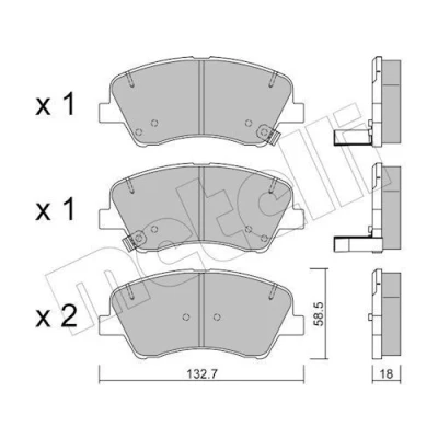 Billede af METELLI 22 1167 0 Bremseklodser med akustisk advarsel for slid KIA: Stonic Hatchback, Rio 4