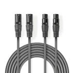 Billede af Balanceret Audio kabel 2x XLR 3 Pin Hanstik Hunstik Nikkelplateret 3.00 m Runde PVC Mørkegrå Kartonhylster