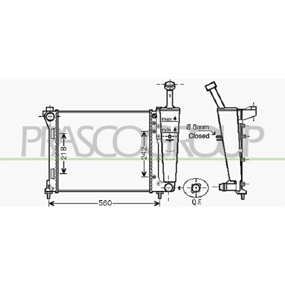Billede af PRASCO LA004R002 Radiator Aluminium 480 416 24 med lynkobling Mekanisk fuget køleripper