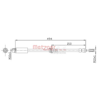 Billede af METZGER 4112313 Bremseslange 494 M10 x 1 FORD: FIESTA 5, Fusion Stationcar