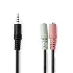 Billede af Stereo Audio kabel 3.5 mm Hanstik 2 x Hunstik Nikkelplateret 0.20 m Runde Sort Plastikpose