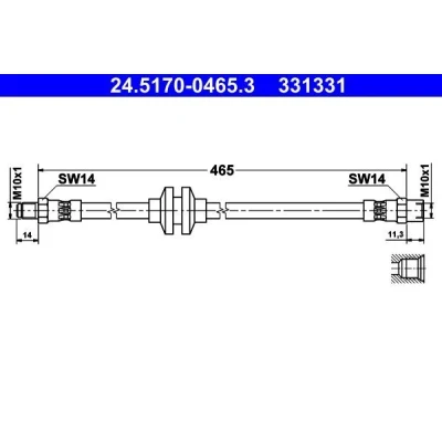 Billede af ATE 24.5170 0465.3 Bremseslange 465 M10x1 VOLVO: 480 E