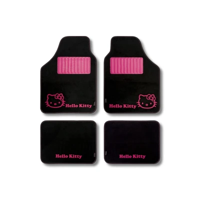 Billede af Hello Kitty Bil gulvmåtte sæt Sort Pink (4 pcs) Autoudstyr