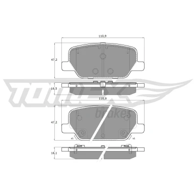 Billede af TOMEX brakes TX 60 06 Bremseklodser bagaksel Inkl. slidadvarselskontakt