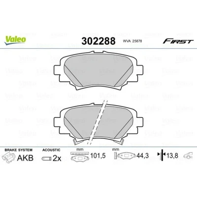 Billede af VALEO 302288 Bremseklodser bagaksel Inkl. slidadvarselskontakt uden anti knirke plade MAZDA: 3 Hatchback, Sedan