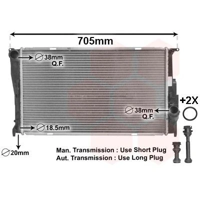 Billede af VAN WEZEL 06002293 Radiator Aluminium 600 345 30 *** IR PLUS med tilbehør adapter Loddet køleripper BMW: 3 Sedan, Touring, Coupe