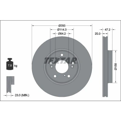 Billede af TEXTAR 92321303 Bremseskiver 293 25 05/09 114,3 indvendigt ventileret coatet uden hjulbolte, hjulnav HONDA: HR V II, Accord 9 Limousine
