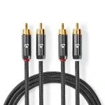 Billede af Stereo Audio kabel 2x RCA Hanstik Guldplateret 5.00 m Runde Grå / Metal Cover Window Box