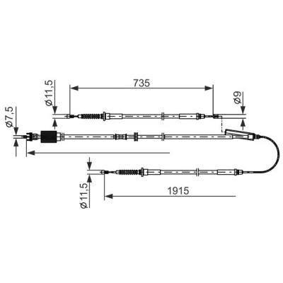 Billede af BOSCH 1 987 482 801 Håndbremsekabel 1915, 735 OPEL: Astra J Hatchback