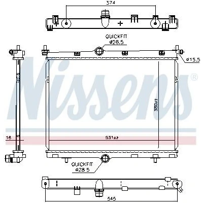 Billede af NISSENS 607030 Radiator Aluminium 380 531 16 Loddet køleripper