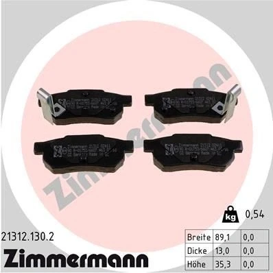 Billede af ZIMMERMANN 21312.130.2 Bremseklodser med akustisk advarsel for slid Billede svarer til leveringsomfang HONDA: PRELUDE 3, CIVIC 6 Hatchback