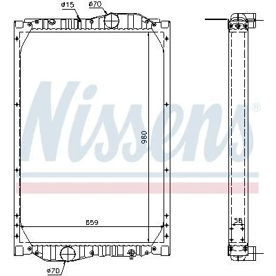 Billede af NISSENS 69604A Radiator Aluminium 960 659 58 med ramme Loddet køleripper