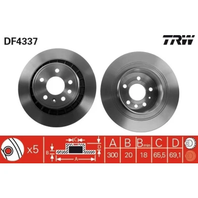 Billede af TRW DF4337 Bremseskiver 300 20 5 100 ventileret lakeret SAAB: 9 Stationcar, Sedan