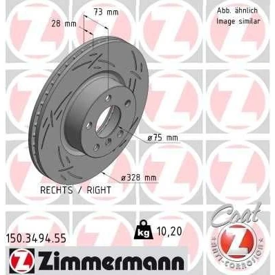 Billede af ZIMMERMANN 150.3494.55 Bremseskiver 328 28 6/5 5 120 indvendigt ventileret, opslidset coatet højkarboniseret BMW: X3